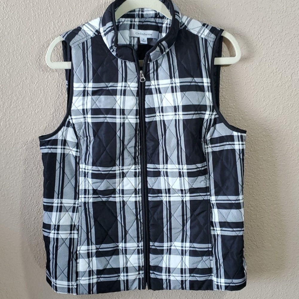 Croft&Barrow Black and White Plaid Vest